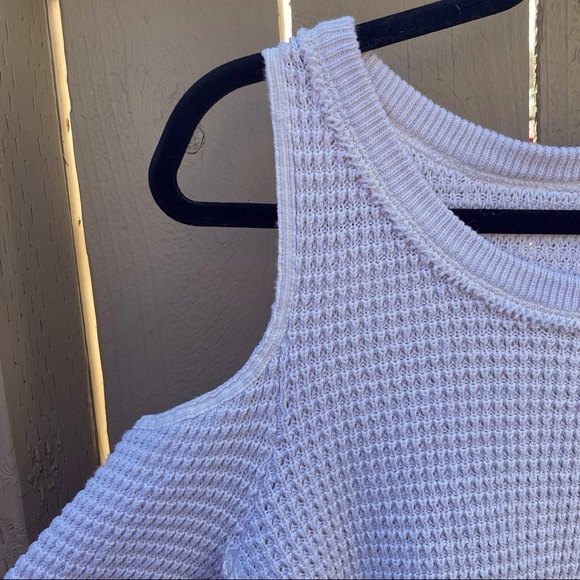Free People Sunrise Cold Shoulder Knit Cream Sweater Top NWOT - Picture 6 of 11